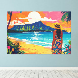 Diamond Head Hawaii tropische Landschaft Leinwanddruck