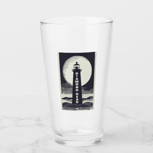 Diamond Head Lighthouse Hawaii Moon Glas (Vorderseite)