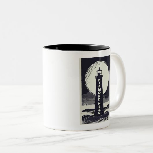 Diamond Head Lighthouse Hawaii Moon Zweifarbige Tasse (VorderseiteRechts)