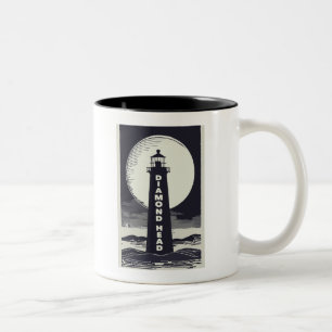 Diamond Head Lighthouse Hawaii Moon Zweifarbige Tasse