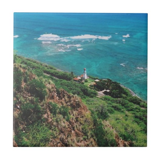 Diamond Head Lighthouse - Honolulu - Hawaii Fliese (Vorderseite)