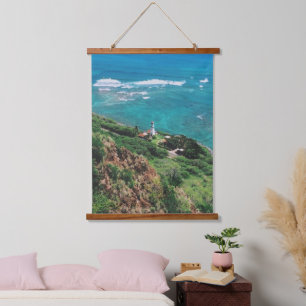 Diamond Head Lighthouse - Honolulu - Hawaii Wandteppich Mit Holzrahmen