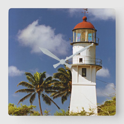 Diamond Head Lighthouse, O'ahu, Hawai'i Clock Quadratische Wanduhr (Vorderseite)