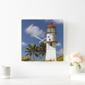 Diamond Head Lighthouse, O'ahu, Hawai'i Clock Quadratische Wanduhr (Zuhause)