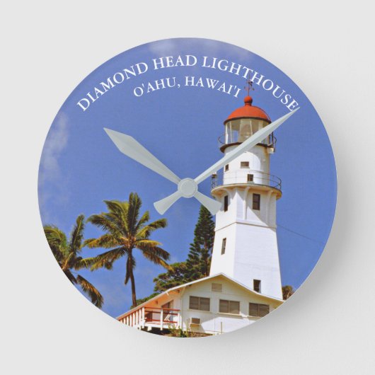 Diamond Head Lighthouse, Oahu, Hawai'i Wall Clock Runde Wanduhr (Vorderseite)