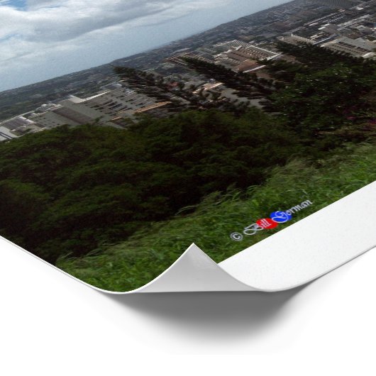 Diamond Head - Waikiki - Honolulu 180° Panorama Poster (Ecke)