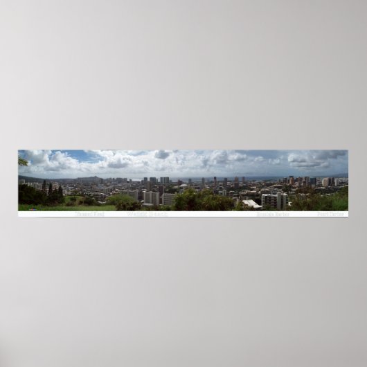 Diamond Head - Waikiki - Honolulu 180° Panorama Poster (Vorne)