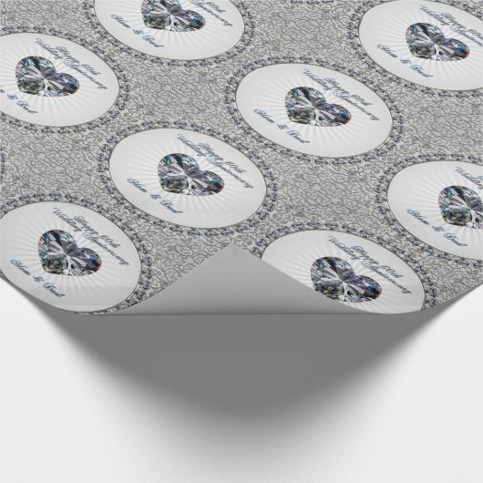 Diamond Heart 60-jähriges Wrapping Paper Geschenkpapier (Ecke)