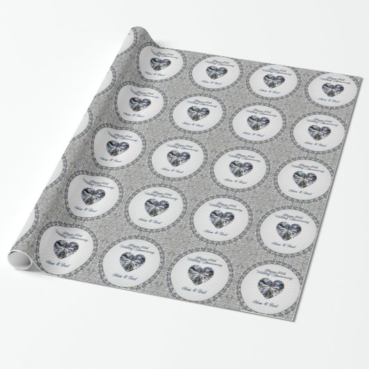 Diamond Heart 60-jähriges Wrapping Paper Geschenkpapier (Ungerollt)