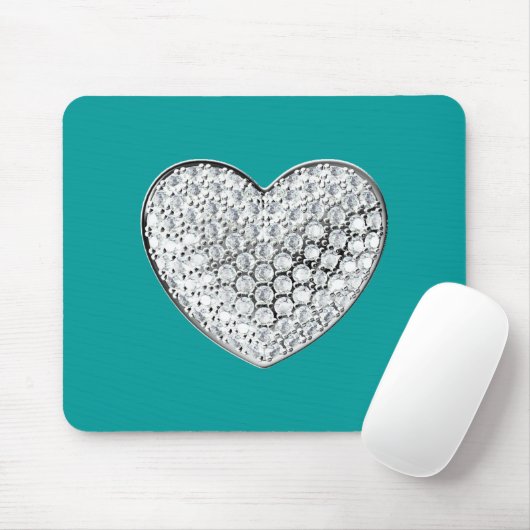 Diamond Heart - aquamarines bg Mousepad (Mit Mouse)