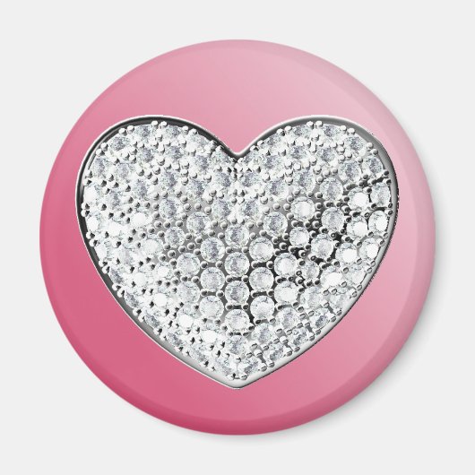 Diamond Heart auf rosa Magnet (Vorne)