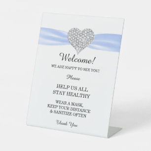 Diamond Heart Blue Ribbon Hochzeitssicherheit Sockelschild