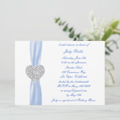 Diamond Heart Blue Wedding Brautparty Einladung (Stehend Vorderseite)