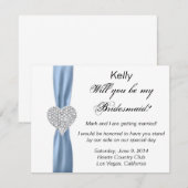 Diamond Heart Blue Wedding Bridesmaid Card Einladung (Vorne/Hinten)