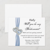 Diamond Heart Blue Wedding Bridesmaid Card Einladung (Vorne/Hinten)