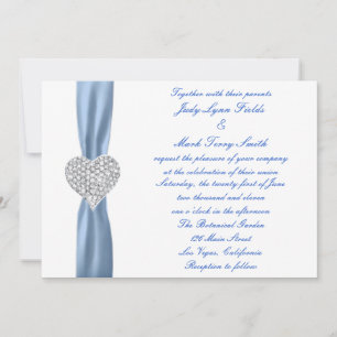 Diamond Heart Blue Wedding Einladung