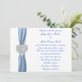 Diamond Heart Blue Wedding Einladung (Stehend Vorderseite)