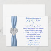 Diamond Heart Blue Wedding Einladung (Vorne/Hinten)