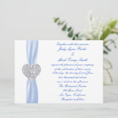 Diamond Heart Blue Wedding Einladung (Stehend Vorderseite)