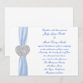 Diamond Heart Blue Wedding Einladung (Vorne/Hinten)
