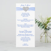 Diamond Heart Blue Wedding Menu Card Menükarte (Stehend Vorderseite)