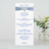 Diamond Heart Blue Wedding Menu Card Menükarte (Stehend Vorderseite)