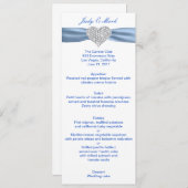 Diamond Heart Blue Wedding Menu Card Menükarte (Vorne/Hinten)