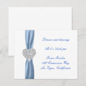 Diamond Heart Blue Wedding Reception Card Einladung (Vorne/Hinten)