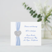 Diamond Heart Blue Wedding Reception Card Einladung (Stehend Vorderseite)
