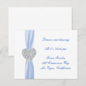 Diamond Heart Blue Wedding Reception Card Einladung (Vorne/Hinten)