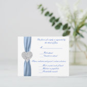 Diamond Heart Blue Wedding Response Card RSVP Karte (Stehend Vorderseite)