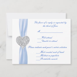 Diamond Heart Blue Wedding Response Card RSVP Karte
