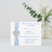 Diamond Heart Blue Wedding Response Card RSVP Karte (Stehend Vorderseite)