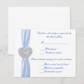 Diamond Heart Blue Wedding Response Card RSVP Karte (Vorne/Hinten)