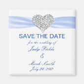 Diamond Heart Blue Wedding Save the Date Magnet (Vorne)