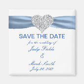 Diamond Heart Blue Wedding Save the Date Magnet (Vorne)