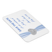 Diamond Heart Blue Wedding Save the Date Magnet (Rechte Seite)
