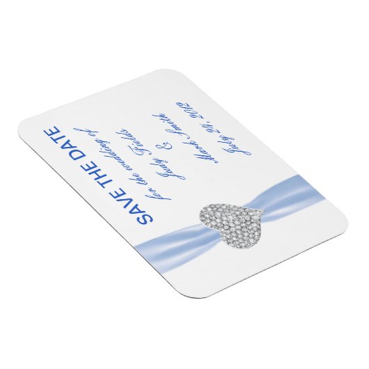 Diamond Heart Blue Wedding Save the Date Magnet (Rechte Seite)