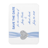 Diamond Heart Blue Wedding Save the Date Magnet (Vertikal)