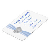 Diamond Heart Blue Wedding Save the Date Magnet (Linke Seite)