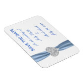 Diamond Heart Blue Wedding Save the Date Magnet (Rechte Seite)