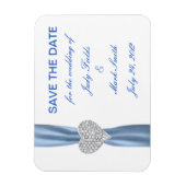 Diamond Heart Blue Wedding Save the Date Magnet (Vertikal)