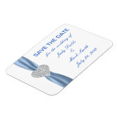 Diamond Heart Blue Wedding Save the Date Magnet (Linke Seite)