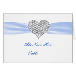 Diamond Heart Blue Wedding Table Platzkarte