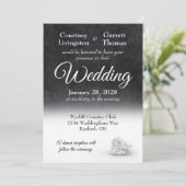 Diamond Heart Elegance Black & White Wedding Einladung (Stehend Vorderseite)