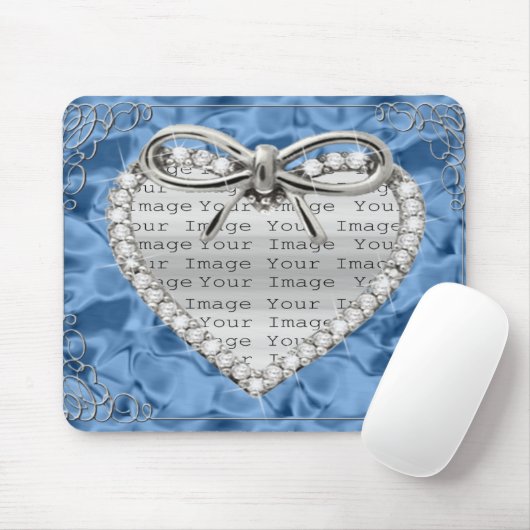 Diamond Heart Frame Blue Mouse Pad Mousepad (Mit Mouse)