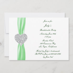 Diamond Heart Green Junggeselinnen-Abschied Einlad Einladung
