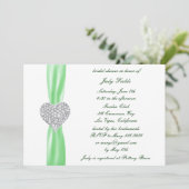 Diamond Heart Green Wedding Brautparty Einladung (Stehend Vorderseite)