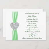 Diamond Heart Green Wedding Brautparty Einladung (Vorne/Hinten)