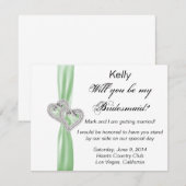 Diamond Heart Green Wedding Bridesmaid Card Einladung (Vorne/Hinten)